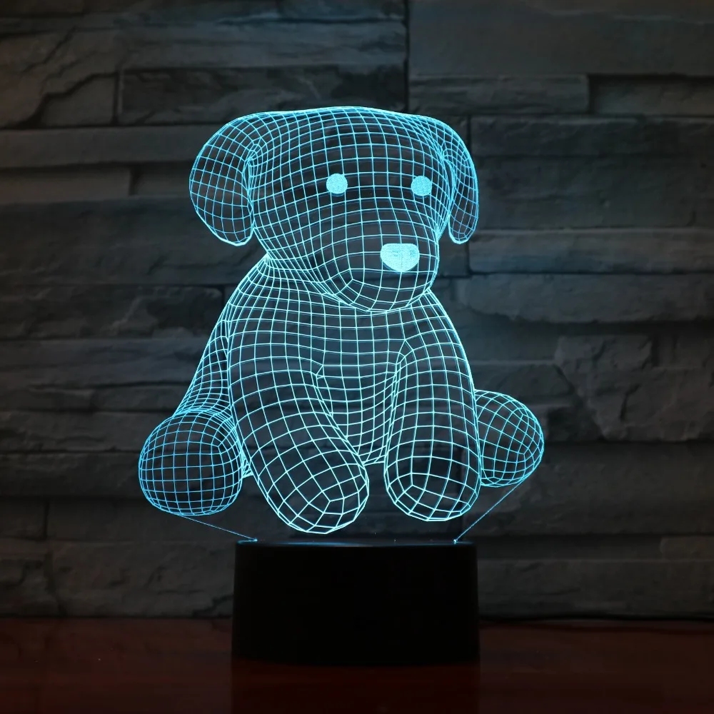 Мультяшный милый медведь ночник 3D USB сенсорный переключатель Акриловые 7 цветов