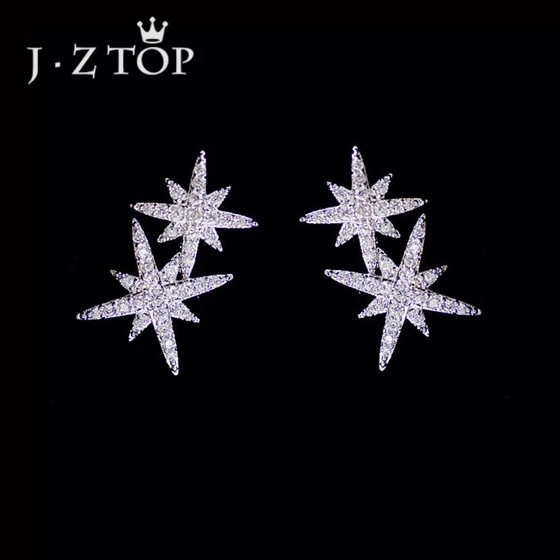 JZTOP модные серьги со звездами и кристаллами женские роскошные стразы снежинками