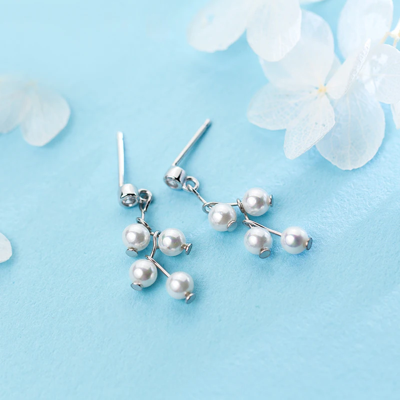 MloveAcc 100% 925 Sterling Silver Elegant Beauty White Pearl Drop Earrings Sparkling CZ Jewelry | Украшения и аксессуары