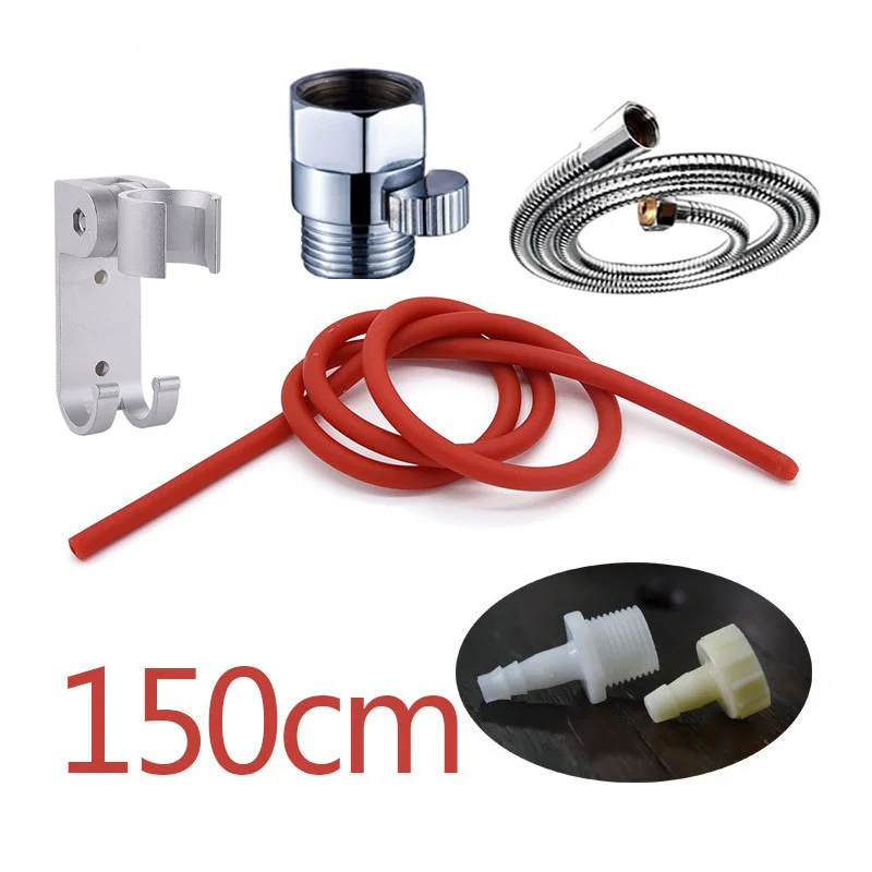 red 150set4 Силиконовые клизмы шланг советы для чистки задницы душ мягкий душ Анальный Душ сантехника набор биде части клизмы трубки шланг для биде - Цвет: red 150set4