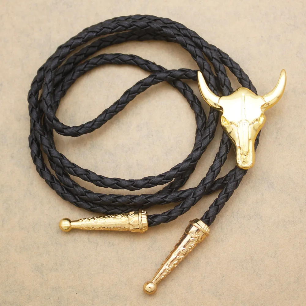 Галстук Western Texas Longhorn Buffalo Steer из коровьей кожи с черепом для Родео боло винтажное