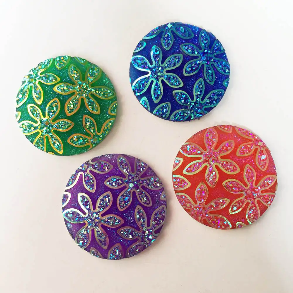 New 4PCS Mix 30mm AB Resin round flower Flat back Rhinestone scrapbook Children ornaments diy wedding crafts PF240 | Украшения и