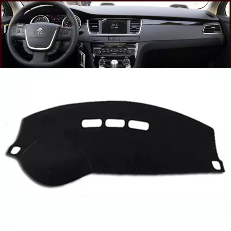 Для peugeot 206 307 308 508 3008 все черные чехлы на приборную панель автомобиля Dashmats Pad Авто тент подушка ковер протектор - Название цвета: 508 11-17 N HUD