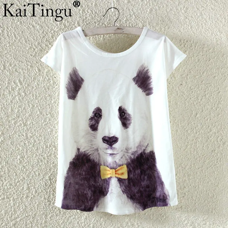 KaiTingu/Новинка летняя футболка Harajuku Kawaii Милая с принтом рыбы животного панды