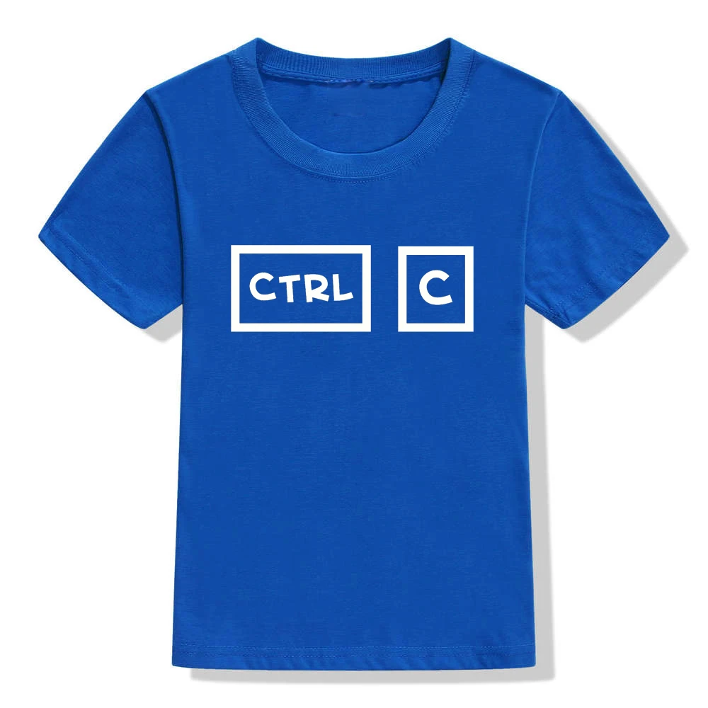 Футболка для мальчиков и сестер модная детская рубашка с клавишами Ctrl C & V