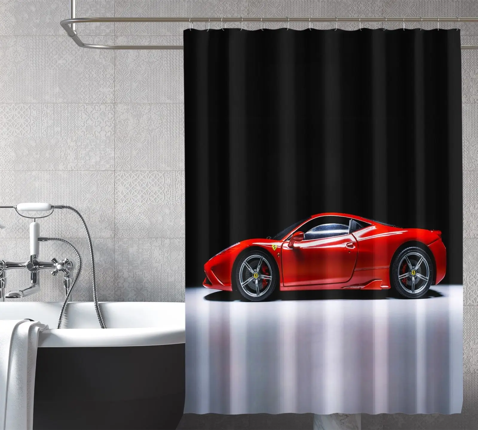 Красная Автомобильная 3d-занавеска для душа водонепроницаемая волоконная