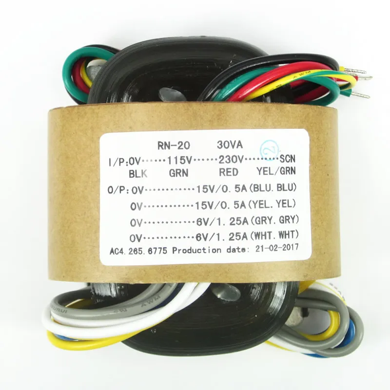 R type power transformer 30W dual 15V + double 6V cattle audio copper wire 115V-230V | Обустройство дома