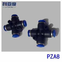 50PCS/LOT PZA8 Black/White Four-way pipe joint cross plastic connectors, pneumatic quick connector