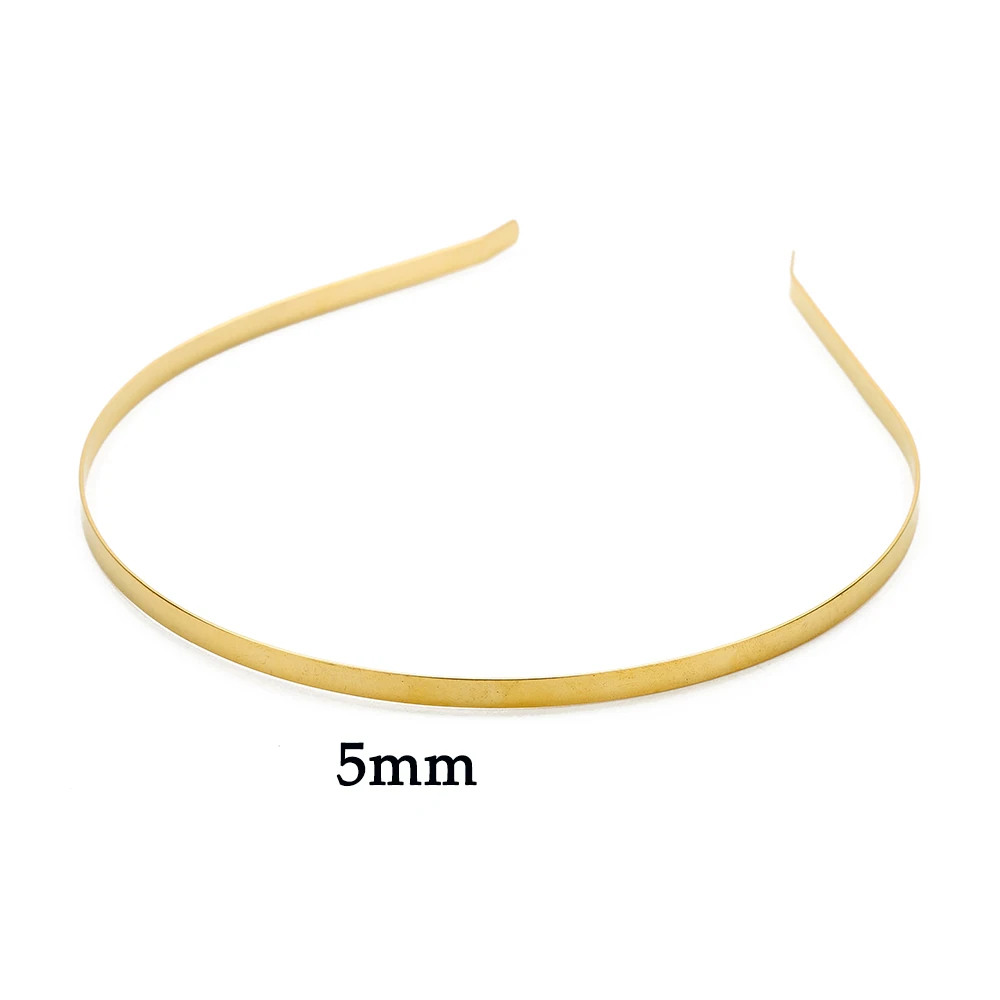 5mm gold 10 шт./лот 3/5/6 мм Нержавеющая сталь тускловатый серебряный/черный, однотонная обувь на плоской подошве повязка на голову, повязка на голову, DIY украшения для волос аксессуары для рукоделия - Окраска металла: 5mm gold