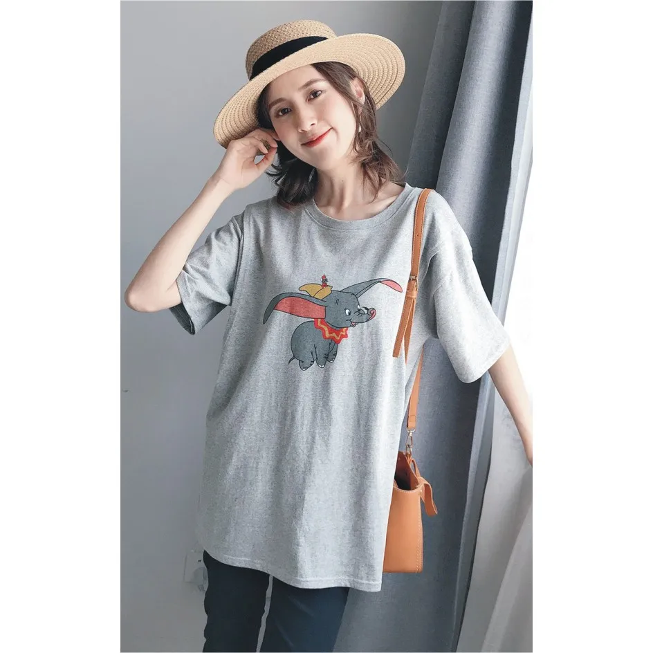 

2019 Summer Maternity Woman Causal Breastfeeding T-shirt Short Sleeve O-neck Collar Dumbo Print Nurse Tops For Pregnant Woman