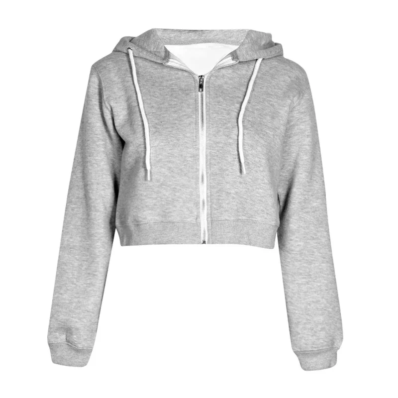 

Women Autumn Coat Sweatshirt Solid Female Fashion Clothing Full Sleeve Slim Female Outerwear Women Casual Zipper