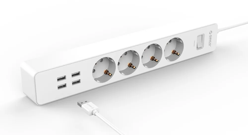 ORICO Smart power Strip розетки EU Plug 5V2. 4A переключатель перегрузки стабилизатор напряжения 4 выхода 4 порта USB зарядное устройство 1,8 м удлинитель