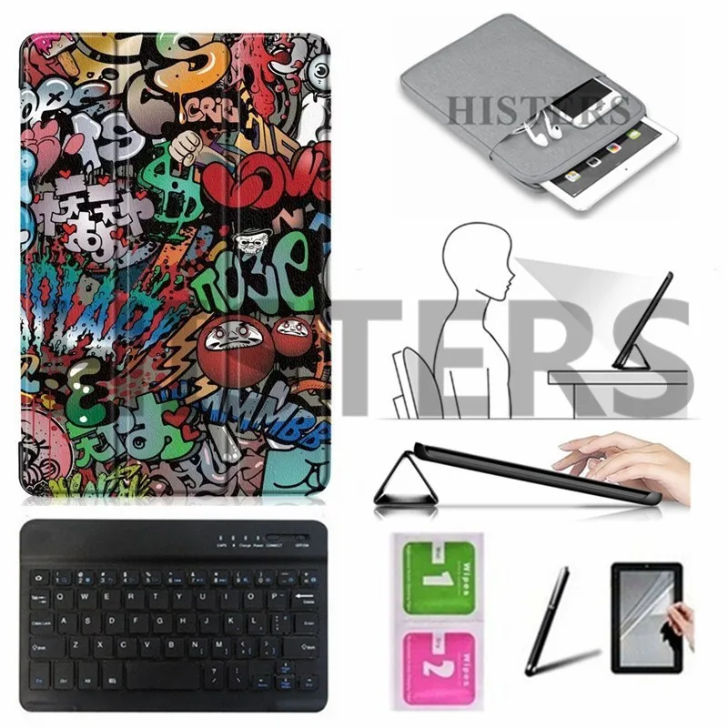 BBK-N7-TY Аксессуары для Samsung Galaxy Tab A 8,0 s-ручка SM-P200 SM-P205 чехол+ Bluetooth клавиатура+ чехол+ пленка+ стилус+ салфетки - Цвет: BBK-N7-TY