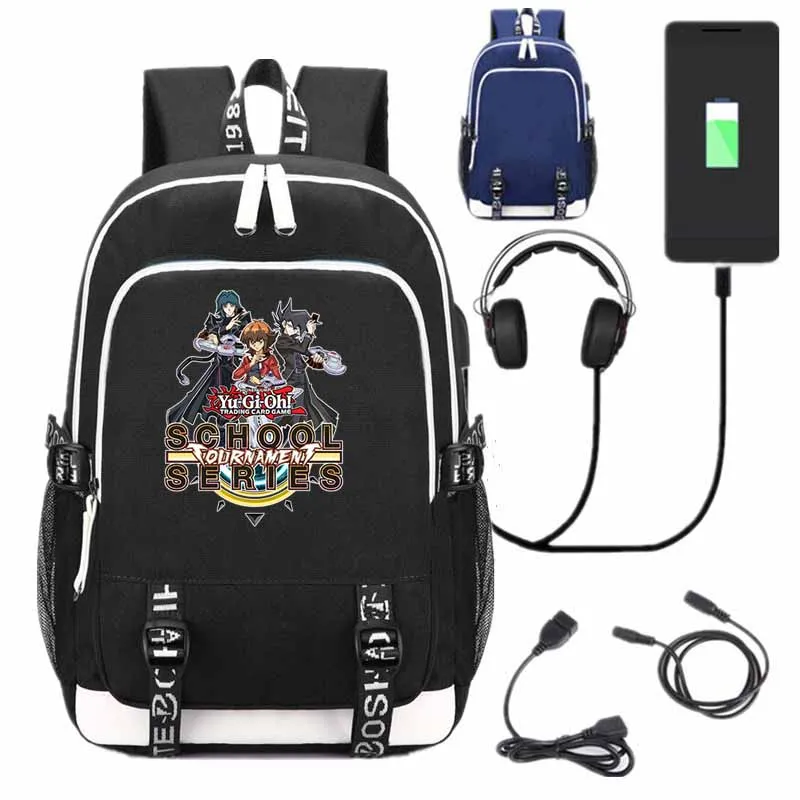 Новый мультфильм Yu Gi Oh! GX школьный рюкзак с usb зарядкой сумки интерфейсом