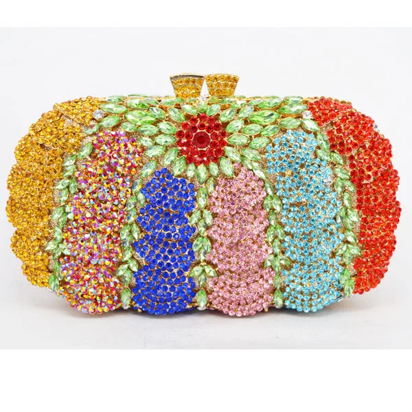 C color evening bags Дизайн клатч, вечерняя сумочка фирменная дизайнерская дамская сумочка вечер красные стразы с украшением в виде кристаллов сумки-клатчи для вечеринок SC166 - Цвет: C color evening bags