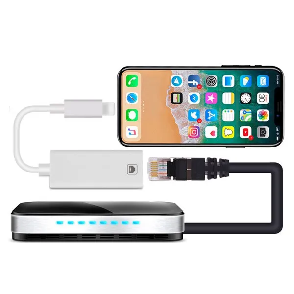 Сетевой Кабель адаптер для Lightning/RJ45 Ethernet LAN 100 Мбит/с компактный проводной