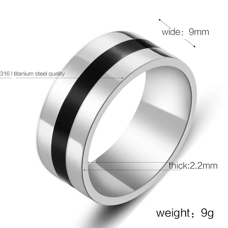 Байер оптовая продажа Для мужчин полированный Нержавеющая сталь черная полоса