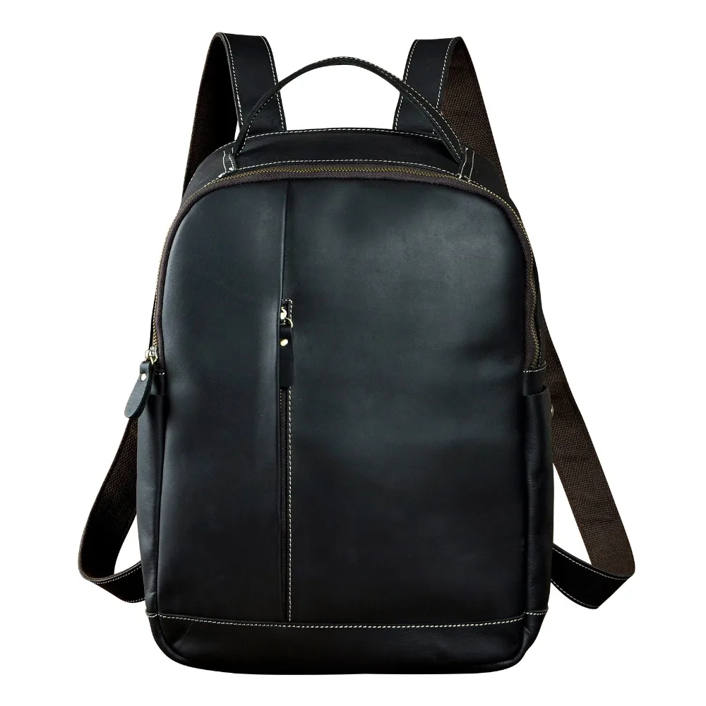 Men Real Leather Fashion Travel Bag University School Book Bag Cowhide Designer Male Backpack Daypack Student Laptop Bag 1197