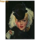 Алмазная живопись сделай сам, квадратная вышивка крестиком, круглая Алмазная мозаика, алмазная вышивка, домашний декор, красивая женщина в шляпе