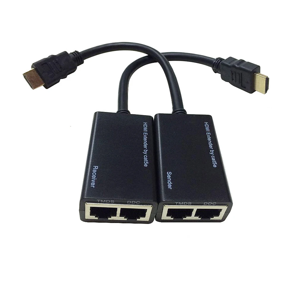 1080P HDMI совместимый удлинитель TX/RX 30 м CAT6 сигнальный сетевой кабель с ИК