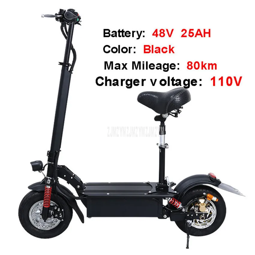 Black 110V 48 в 25 Ач 11 дюймов складной электрический скутер для взрослых, мини электрический велосипед для взрослых, вместо прогулочного велосипеда, Ebike, расстояние 80 км - Цвет: Black 110V