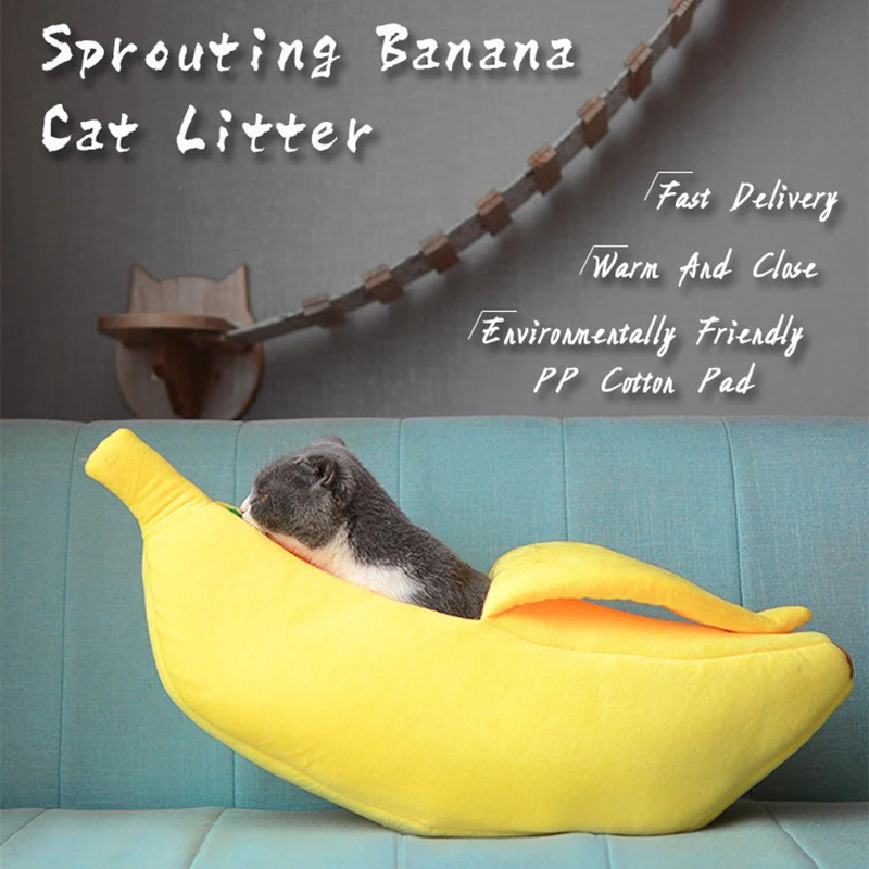 Дышащая кровать для кошек новый дизайн в форме банана зимний теплый дом собак