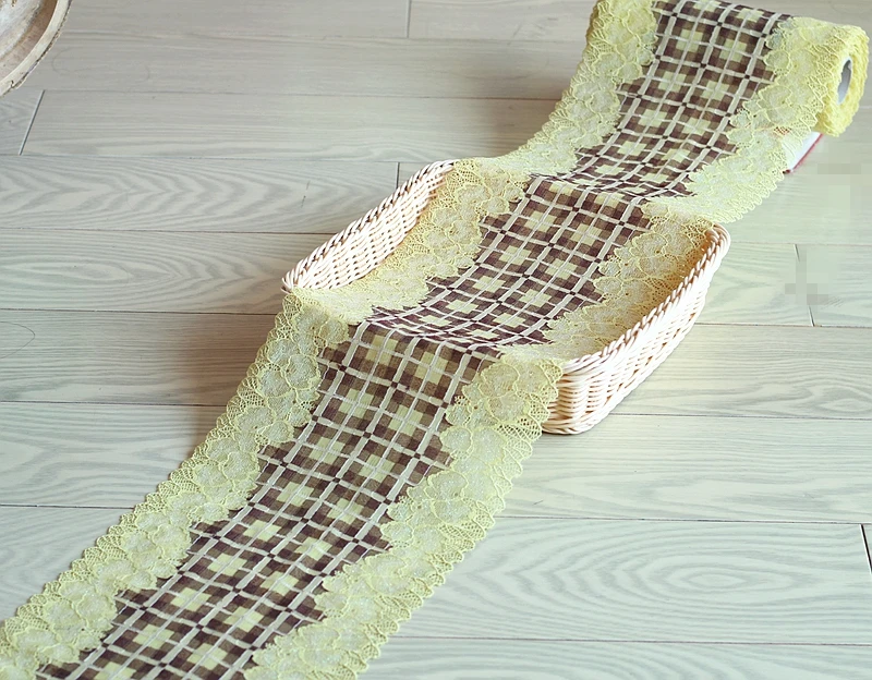 Изысканная эластичная кружевная бейка MLAEY 2 ярда лимонного цвета