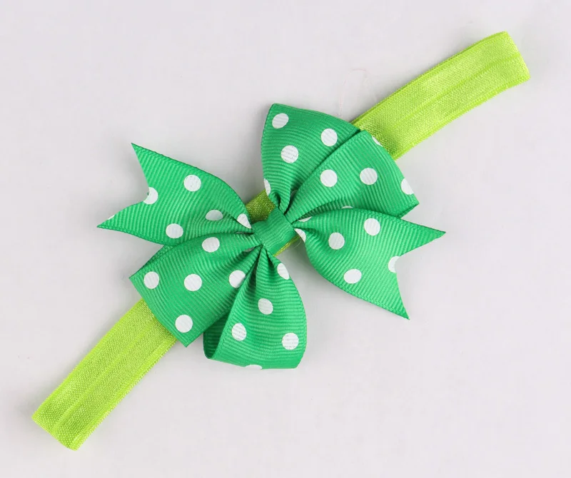 1pcs Lovely Girl Headbands With Ribbon Bows Handmade Elastic White Spot Hair Hairbands Tiara Baptism Accessories | Детская одежда и