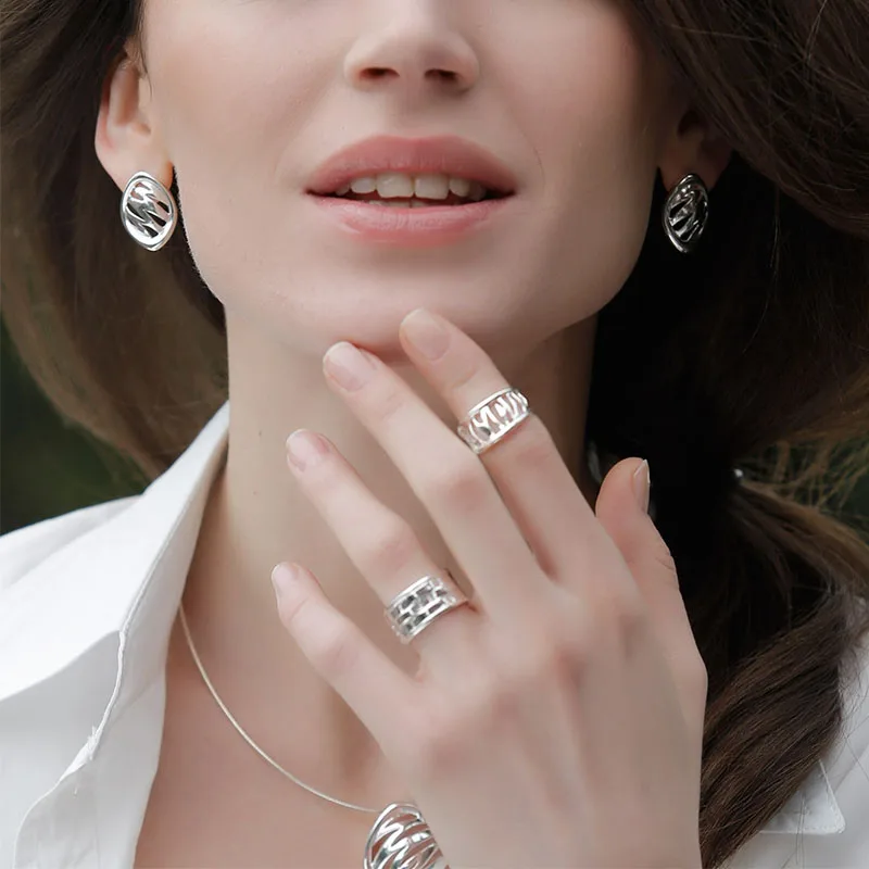 SA SILVERAGE Real 925 Sterling Silver Rings Unique Zebra Stripes Women Ring Female Jewelry Free Gift Box | Украшения и аксессуары