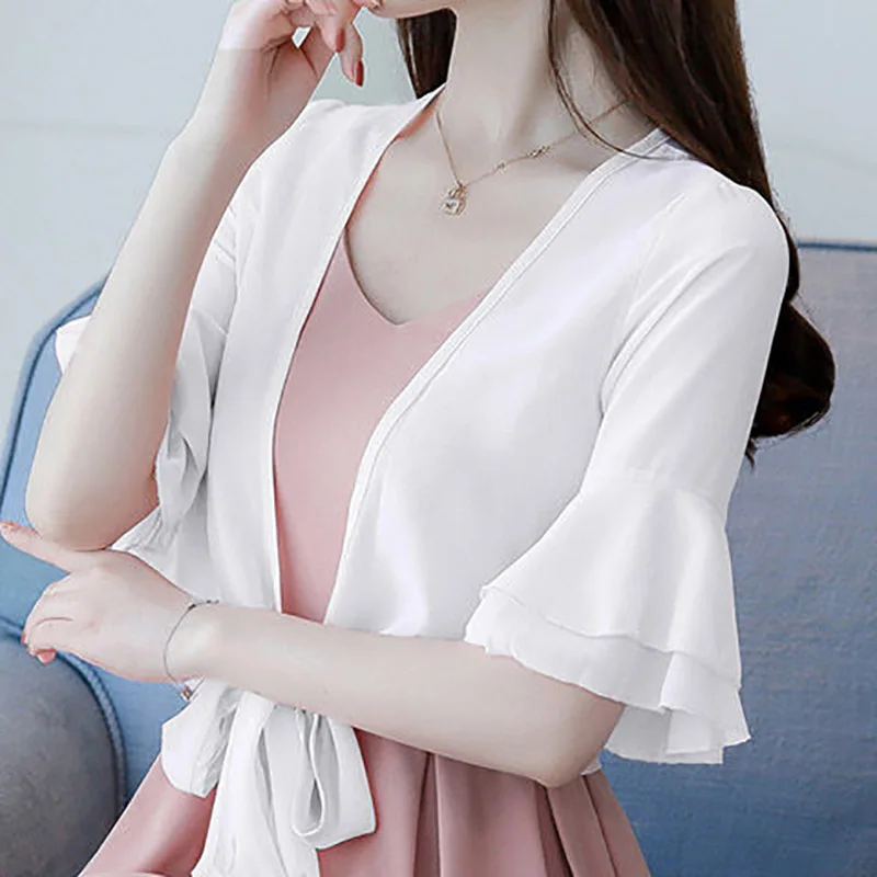 Женская шифоновая шаль кружевной кардиган с кружевами сетчатая кружевная лето