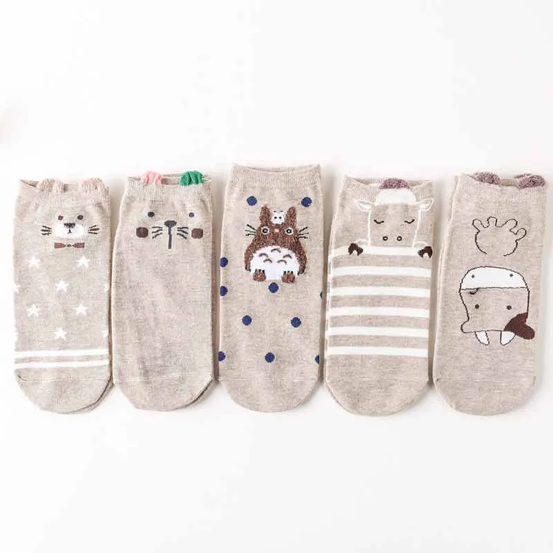 5 пар Новое поступление женские хлопковые носки розовые милые до щиколотки с