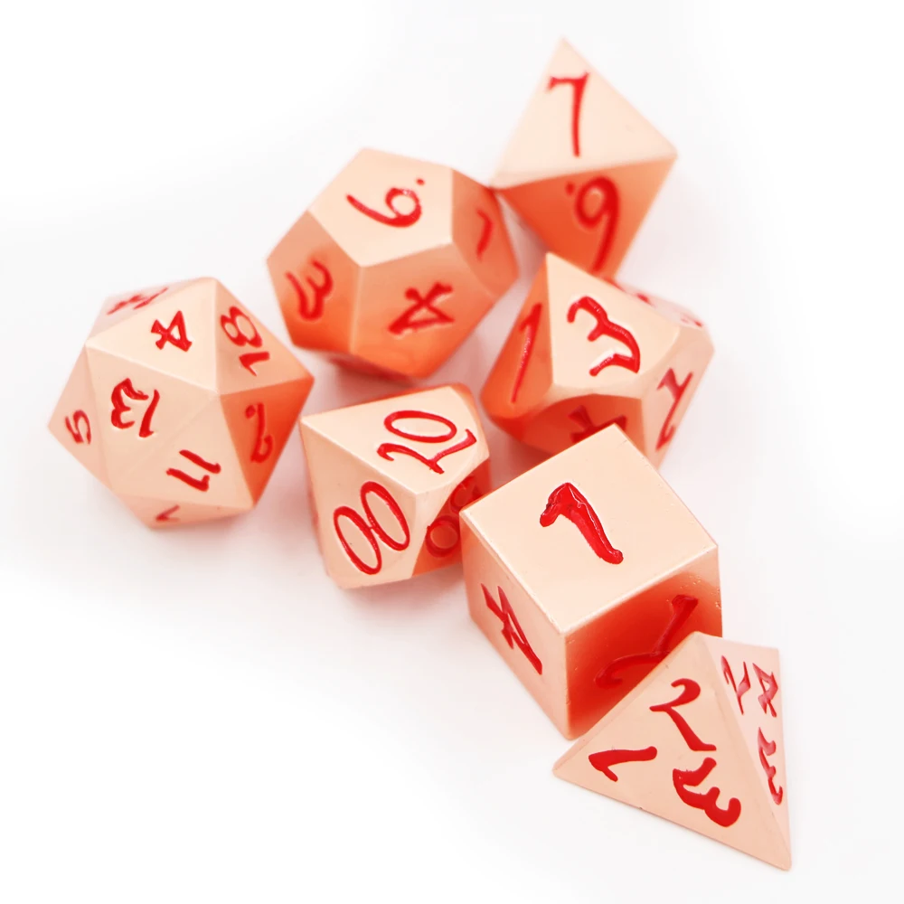 IMDG 7 шт./компл. Творческий RPG игра в кости многогранник металлические игральные кубики DND крупный шрифт красный Медь красный цифровой игра в кости