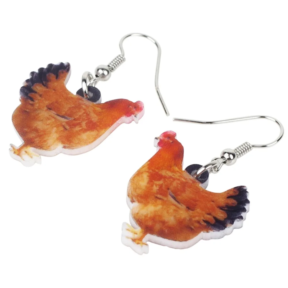 Bonsny акриловые Мультяшные куриные серьги большие длинные висячие уникальные