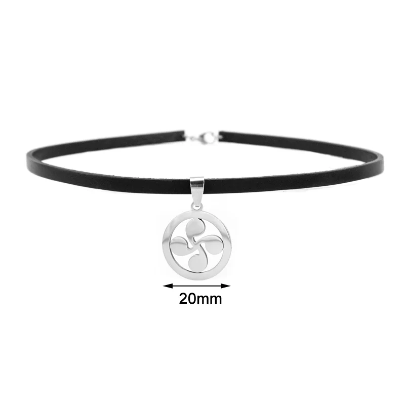 20mm larburu Keltic criple, helix, larburu, Triskel Веревка Линия чокер для женщин натуральная кожа Веревка черный воротник нержавеющая сталь ожерелья с застежкой - Окраска металла: 20mm larburu