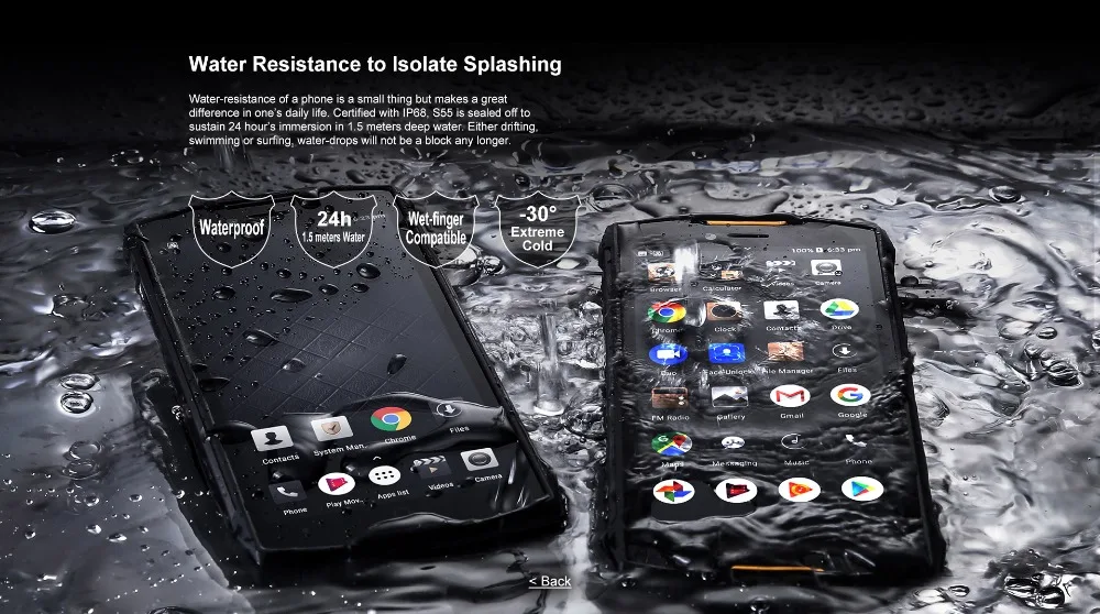 DOOGEE S55 4 Гб 64 Гб IP68 водонепроницаемый мобильный телефон 5," HD+ Android 8,0 Восьмиядерный 13мп камера 5500 мАч 5V2A быстрое зарядное устройство смартфон