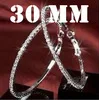 30MM 30-90 мм смешанный австрийский кристалл камень 925 пробы серебряный обод Кольцо Ювелирные серьги в подарок для женщин девушек Модная бижутерия - Окраска металла: 30MM
