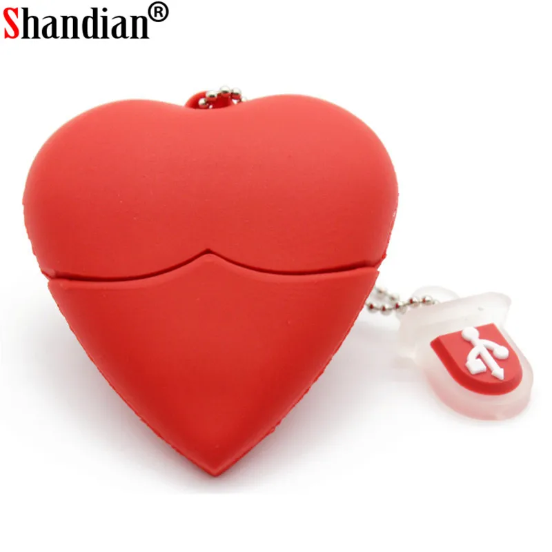 SHANDIAN любовь сердце стиль usb флеш-накопитель 4 ГБ 8 ГБ 16 ГБ 32 ГБ 64 Гб usb палка usb флеш-накопитель pendriver 2,0 u флэш-накопитель подарок