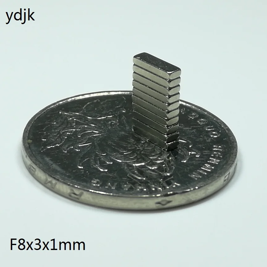 20 шт. / Лот N38 Кубовидный магнит 8x3x1 Сильный неодимовый 8*3*1 NdFeB 8 x 3 1 Редкоземельный