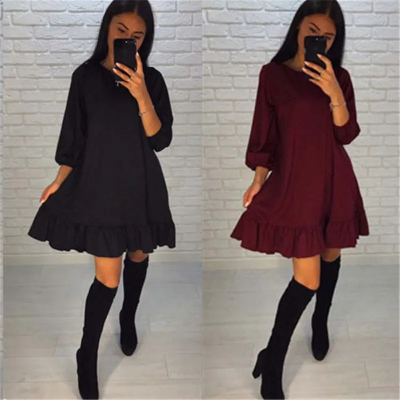 Элегантное осеннее Короткое женское платье 2017 в консервативном стиле Vestido