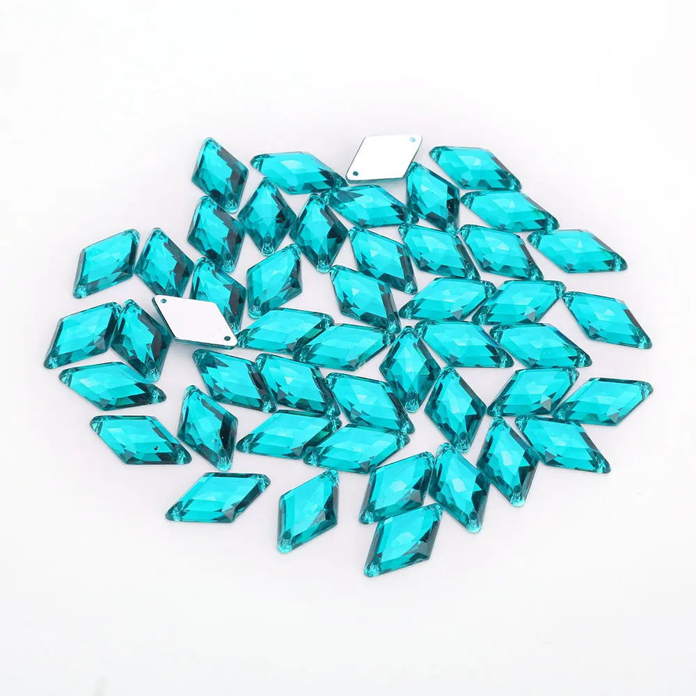 Turquoise Tpsmc 100 шт 10 мм x 18 мм Ромб акриловые Пришивные из стразов для одежды обувь сумки, швейные принадлежности DIY ремесла - Цвет: Turquoise