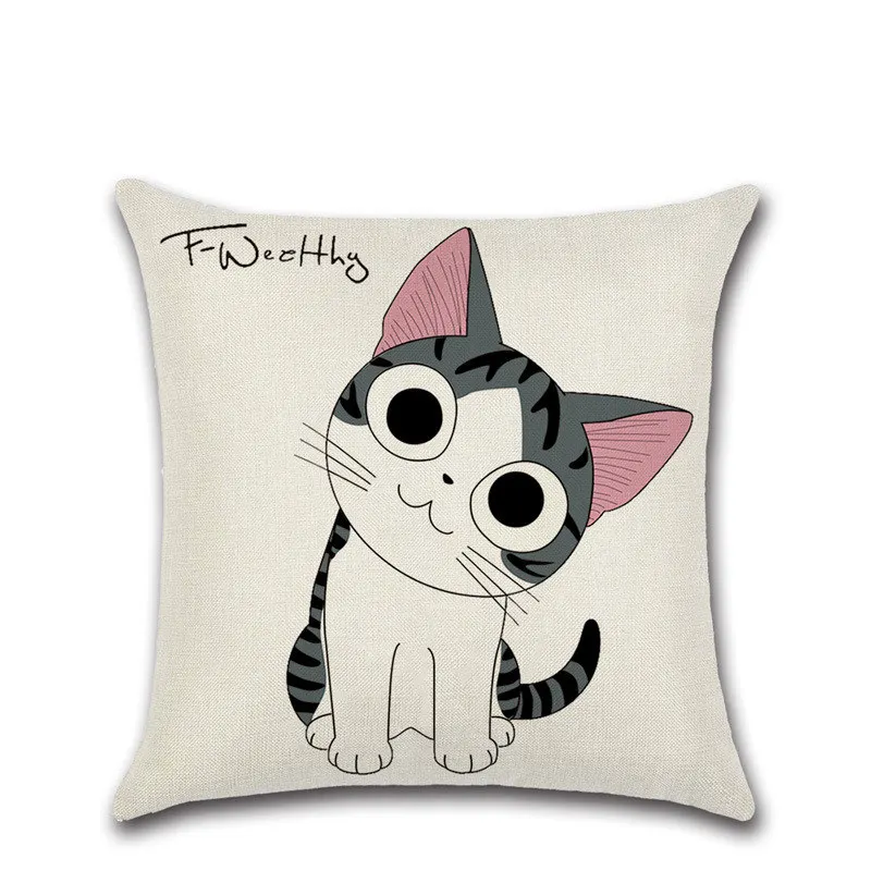 Cartoon black white cute lovely cat printed Cushion Cover Decoration Home house sofa shop seat Pillow case friend children gift | Дом и сад