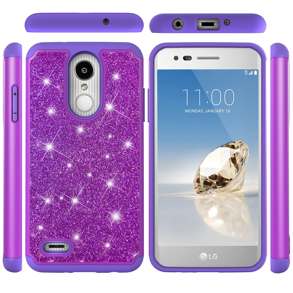 HYAZLZ Case for LG Aristo 2 K8 K10 V30 2018 K30 Glitter Silicone PC Back Cover X Power2 ThinQ K20 Plus Stylo 4 |