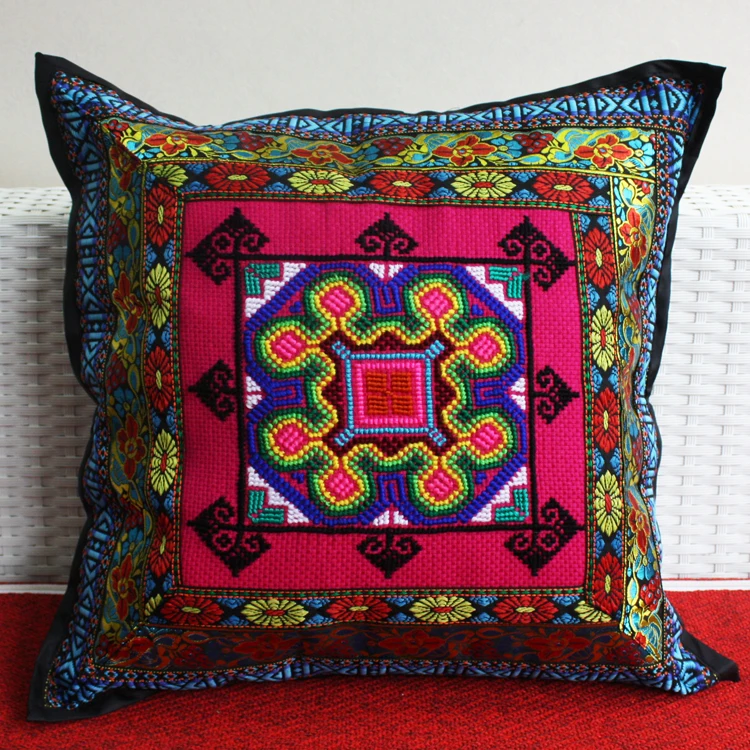 Наволочка ручной работы с геометрической вышивкой наволочка для дивана и