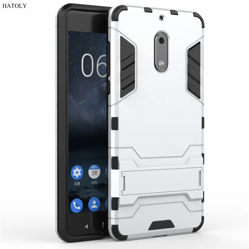HATOLY для бронированный чехол Nokia 6 Чехол для Nokia 6 противоударный робот Гибридный Силиконовый Резиновый Твердый чехол на заднюю панель телефона для Nokia 6 ta-1021