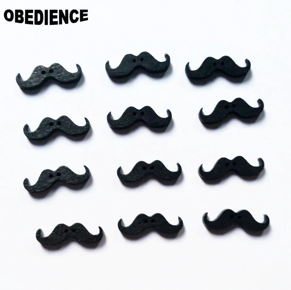Послушание 100 шт. DIY черные усы Shaped деревянный Вышивание Пуговицы мобильный В виде