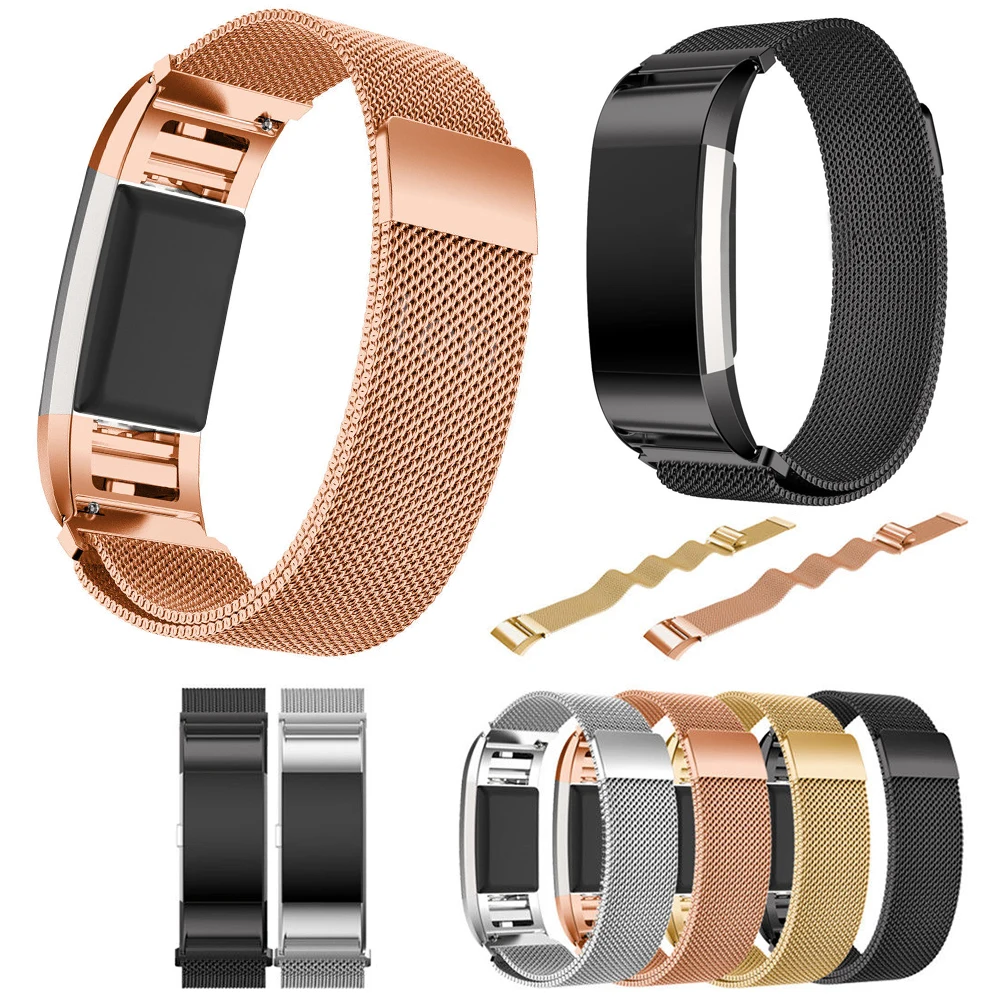 

Магнитный металлический ремешок Milanese Loop для Fitbit charge 2, аксессуары для браслета, Классические Сменные ленты для часов