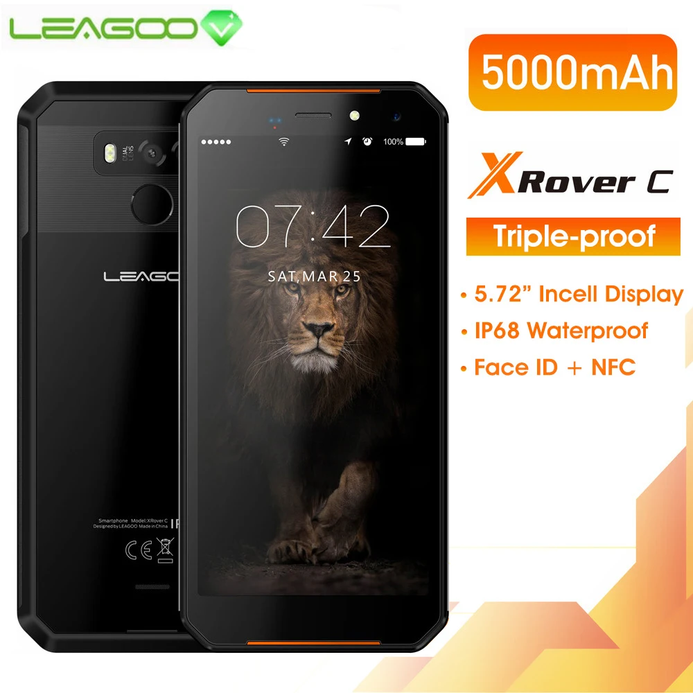 LEAGOO XRover C IP68 NFC Смартфон 5 72 &quotIPS четырехъядерный 2 Гб 16 13 МП Двойная камера 5000 мАч