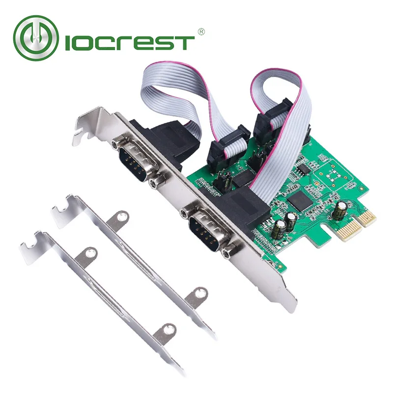 IOCREST PCI Express 2 порта Последовательный Rs232 Com Db9 контроллер карта два PCIe 1 0X1 I/O адаптер