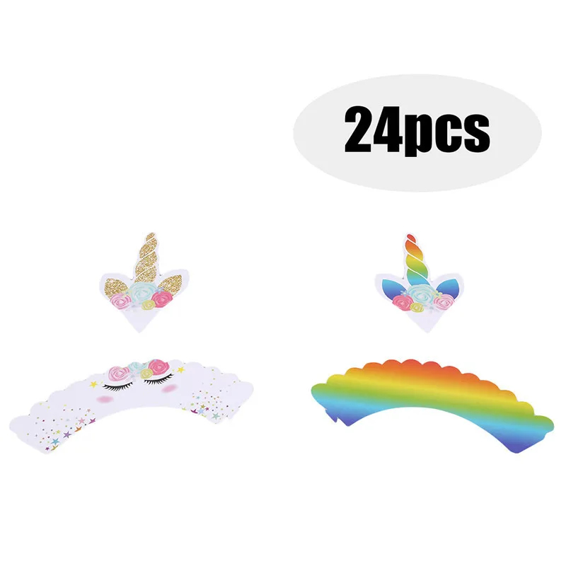 Cupcake Toppers Wrappers Birthday Party Decorations Horn Cake Decoration Baby Shower Supply Baking Tools | Дом и сад