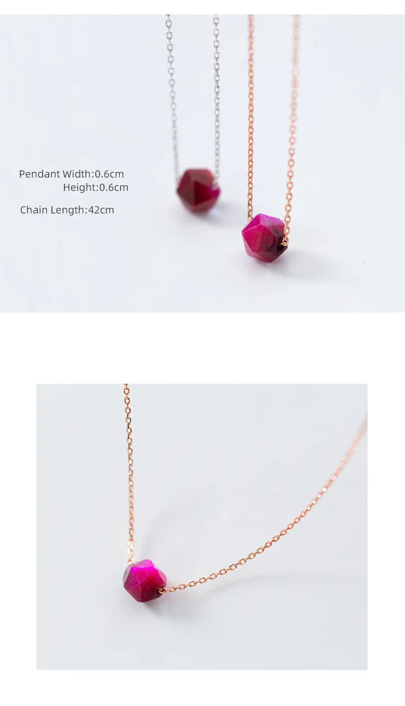 Colusiwei Natural Tiger's Eye Pendant Necklace for Women 925 Sterling Silver Geometric Design Link Chain Necklaces Jewelry